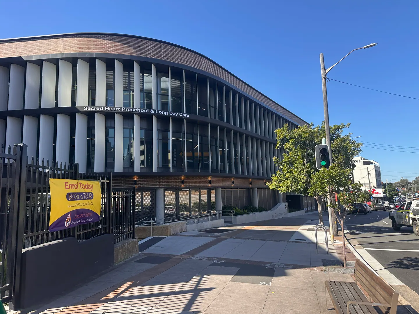 The street frontage and entrance of a preschool property
