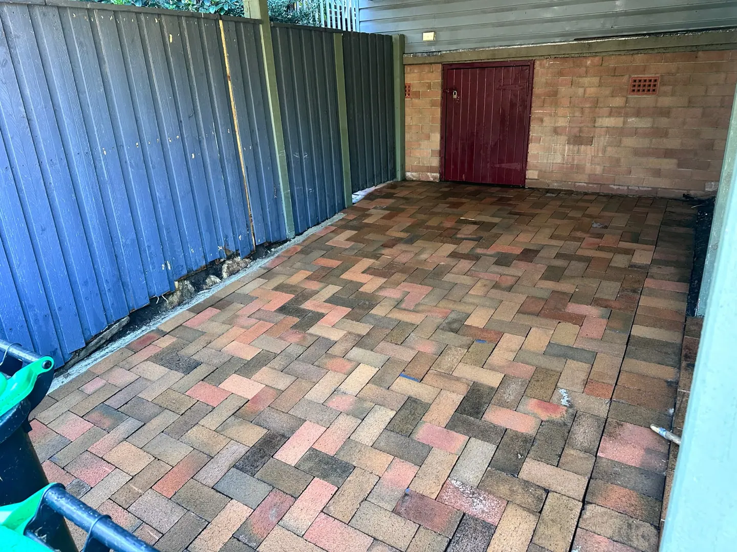 The finished Epping carport with its original brick pavers relaid evenly